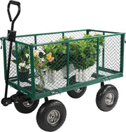 Heavy Duty Garden Cart Wagon 650lb Capacity Flatbed w/ Removable Sides & Liner