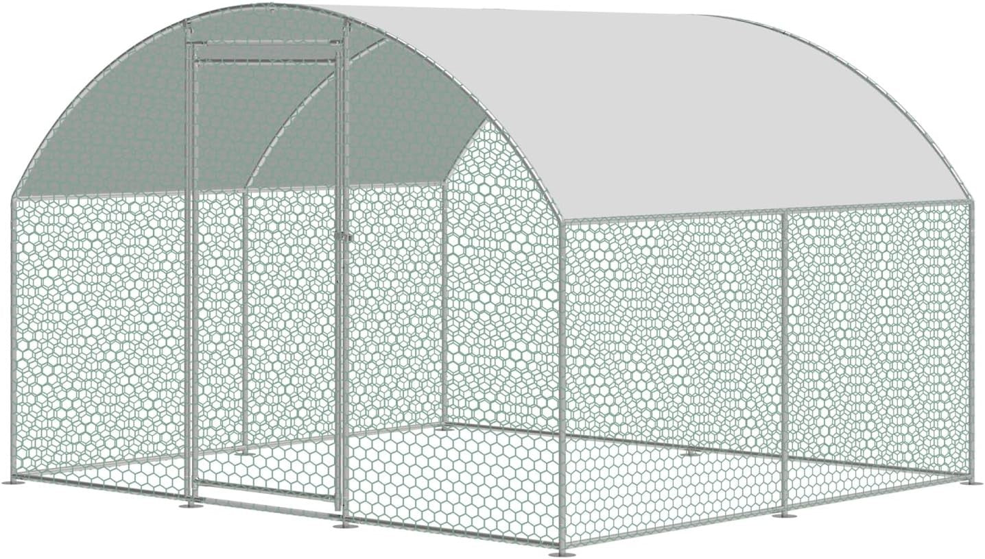 2.5x3m Walk In Chicken Run Galvanised Metal Pet Enclosure