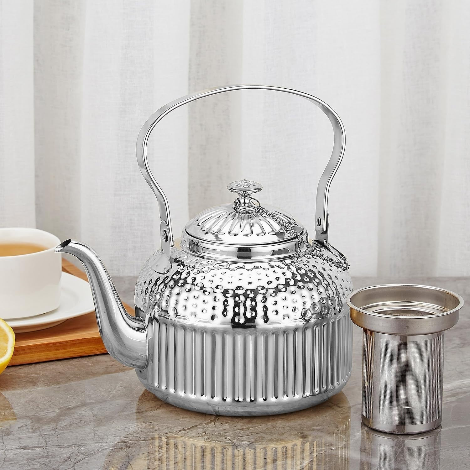 Stainless Steel Teapot with Infuser 1.5L Loose Leaf Tea Pot 6-8 Cups