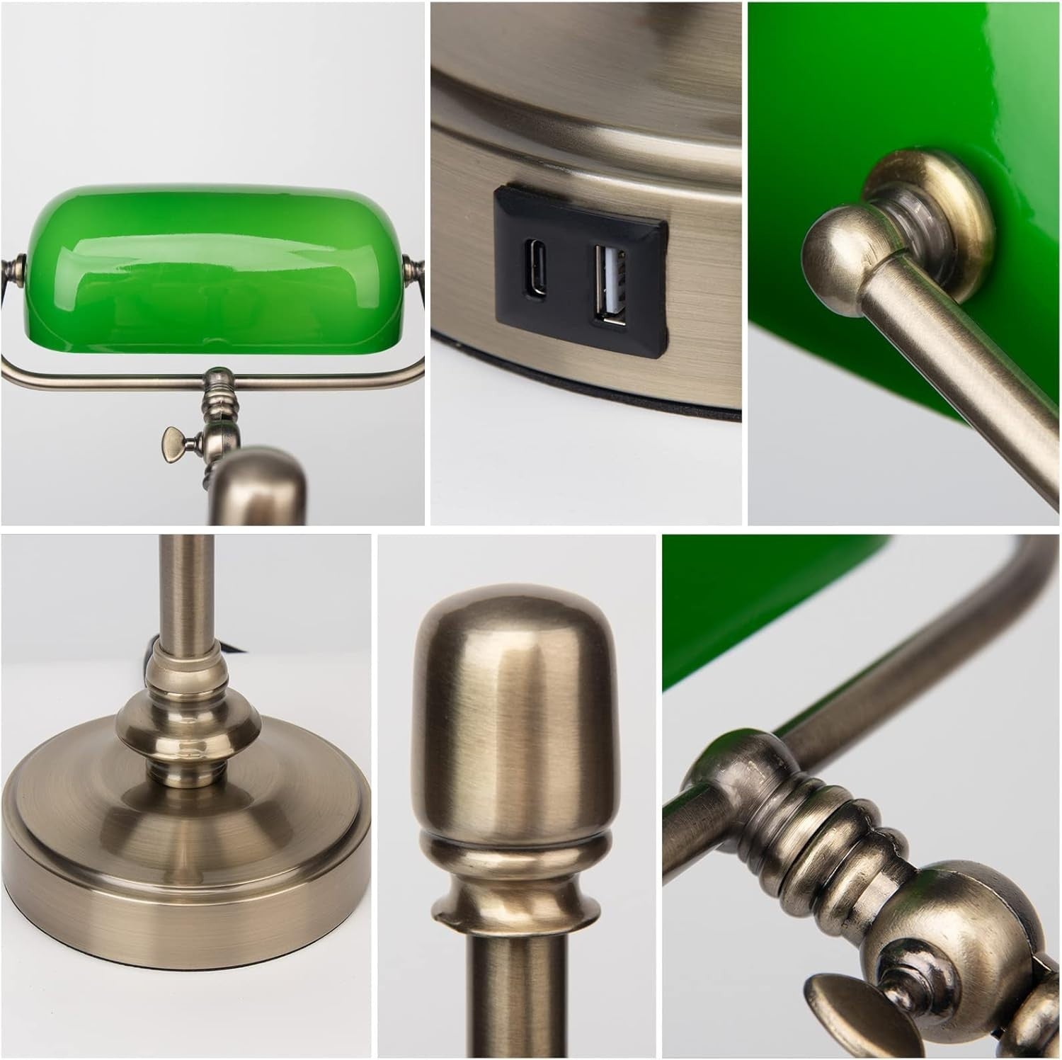 Touch-Sensitive Vintage Desk Lamp with USB Ports & Adjustable Arm