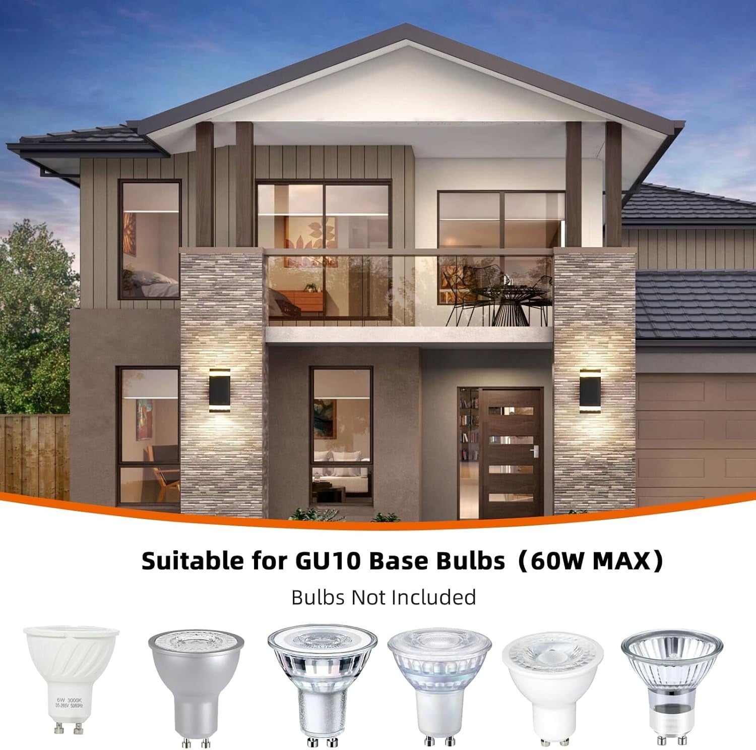 4x Outdoor Wall Lights LED Up Down IP44 Waterproof Sconces w/ GU10 Bulbs