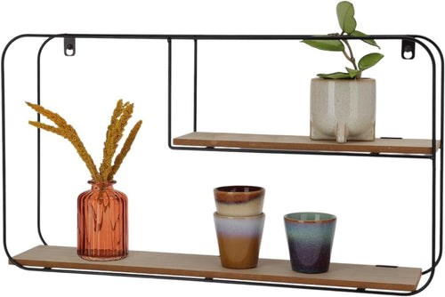 Modern Wall Mounted 2 Tier Metal Floating Shelves Display Rack Home Storage