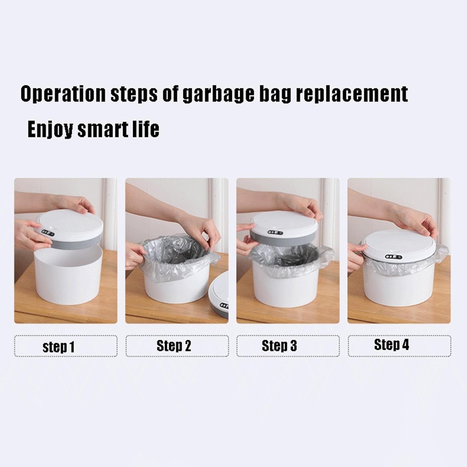 3L Automatic Touchless USB Trash Can Motion Sensor Desk Bin