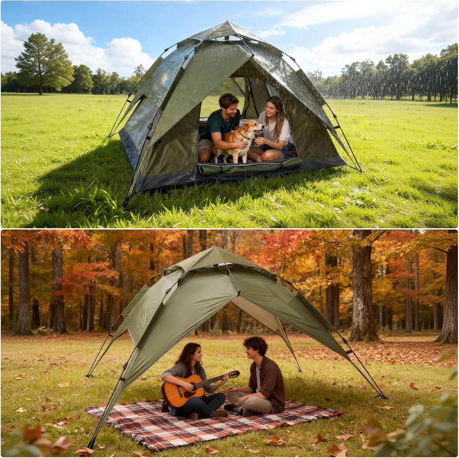 2-3 Man Pop Up Camping Tent Waterproof Double Layer