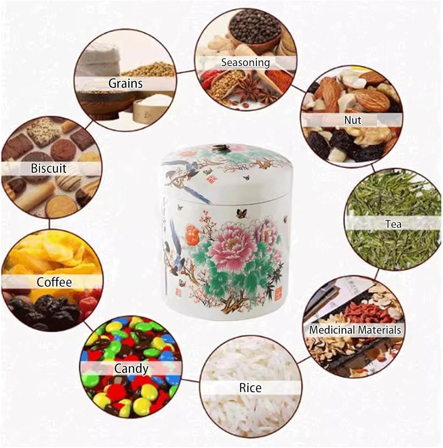5KG Ceramic Rice Container with Lid Sealed Grain Storage Jar