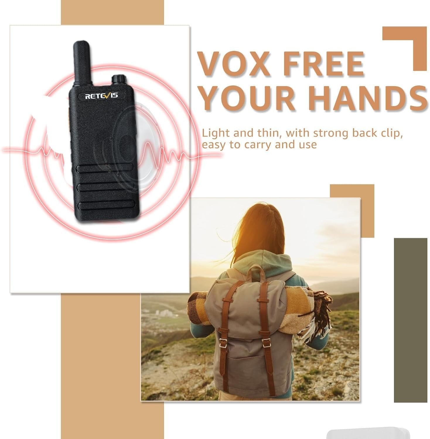 PMR446 Walkie Talkie 2 Pack USB-C Rechargeable VOX Headset 3km Range