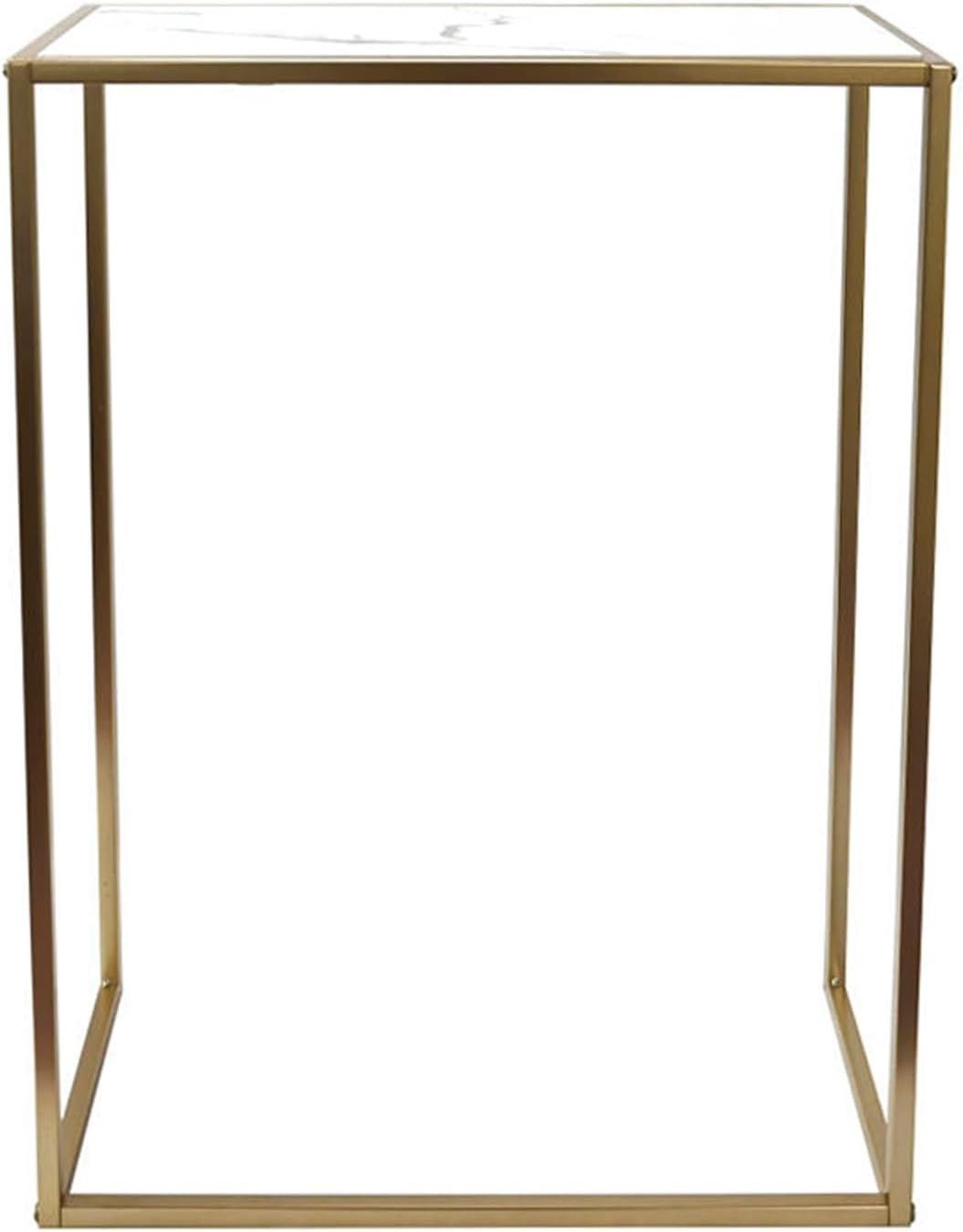 Slim White Marble Console Table Gold Frame Compact Hallway Display 76x56x26cm