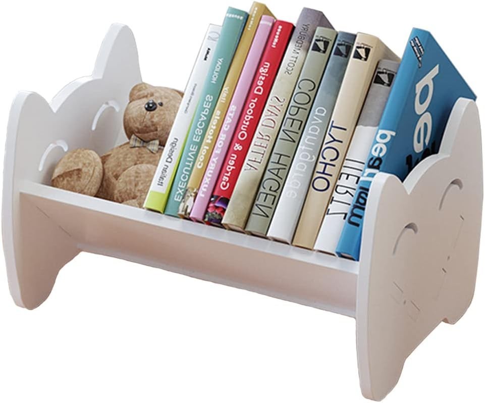 Compact Kids Desktop Bookcase – 5-Shelf White Wood Organizer for Children