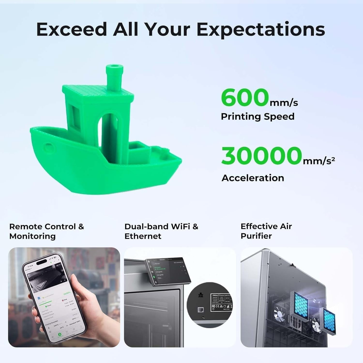 High Speed 16 Color 3D Printer 600mm/s Large Build AI Level