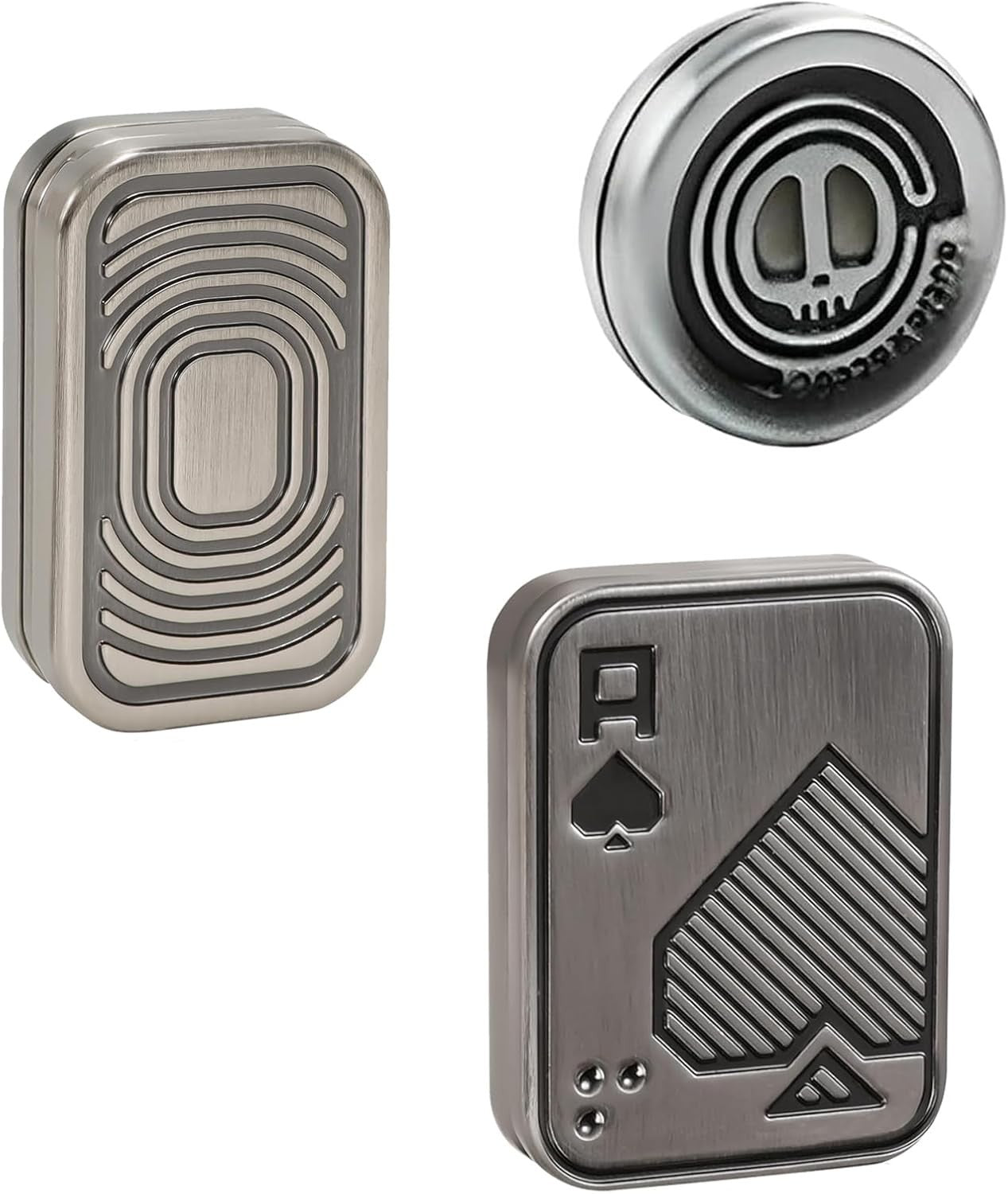 Silver 3pc Magnetic Fidget Kit Metal Slider Coin Card Focus Toy