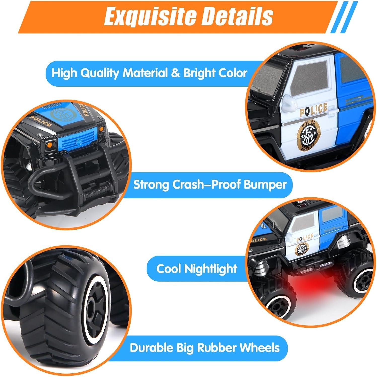 Mini Police RC Car for Kids 3-7, Off-Road Remote Control Toy Gift