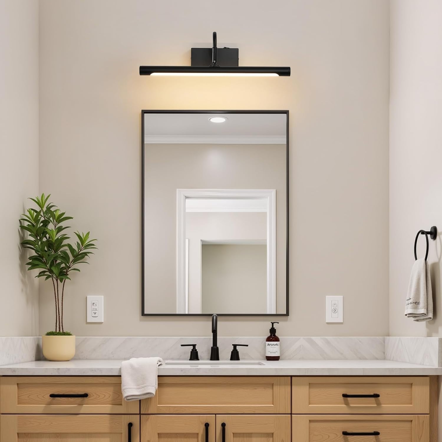 Black 40CM LED Picture Light for Bathroom Vanity, 8W Adjustable Swivel Head