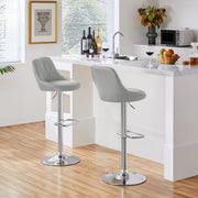 Adjustable Swivel Bar Stools with Backrest & Footrest – Light Grey