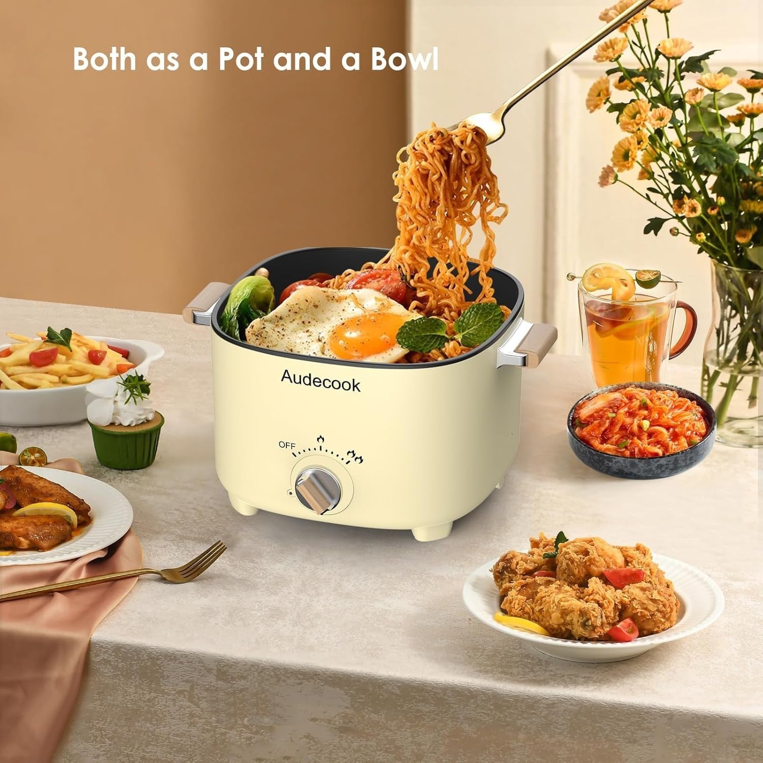Electric 2.5L Multi Cooker Non-Stick Hot Pot for Soups, Ramen & More