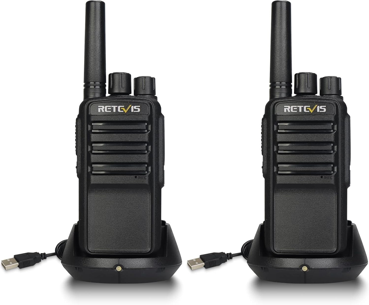PMR446 Walkie Talkies AI Noise Reduction USB-C VOX Rechargeable 2 Pack