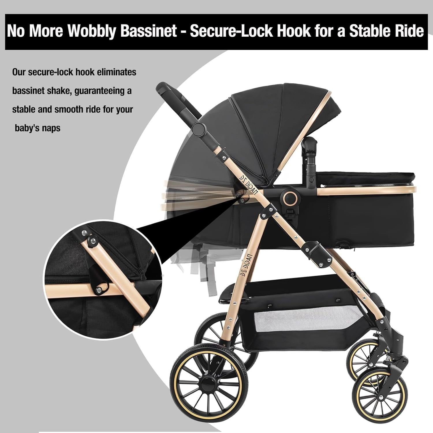 3in1 Baby Stroller Travel System High Landscape Pushchair Reversible Seat Black