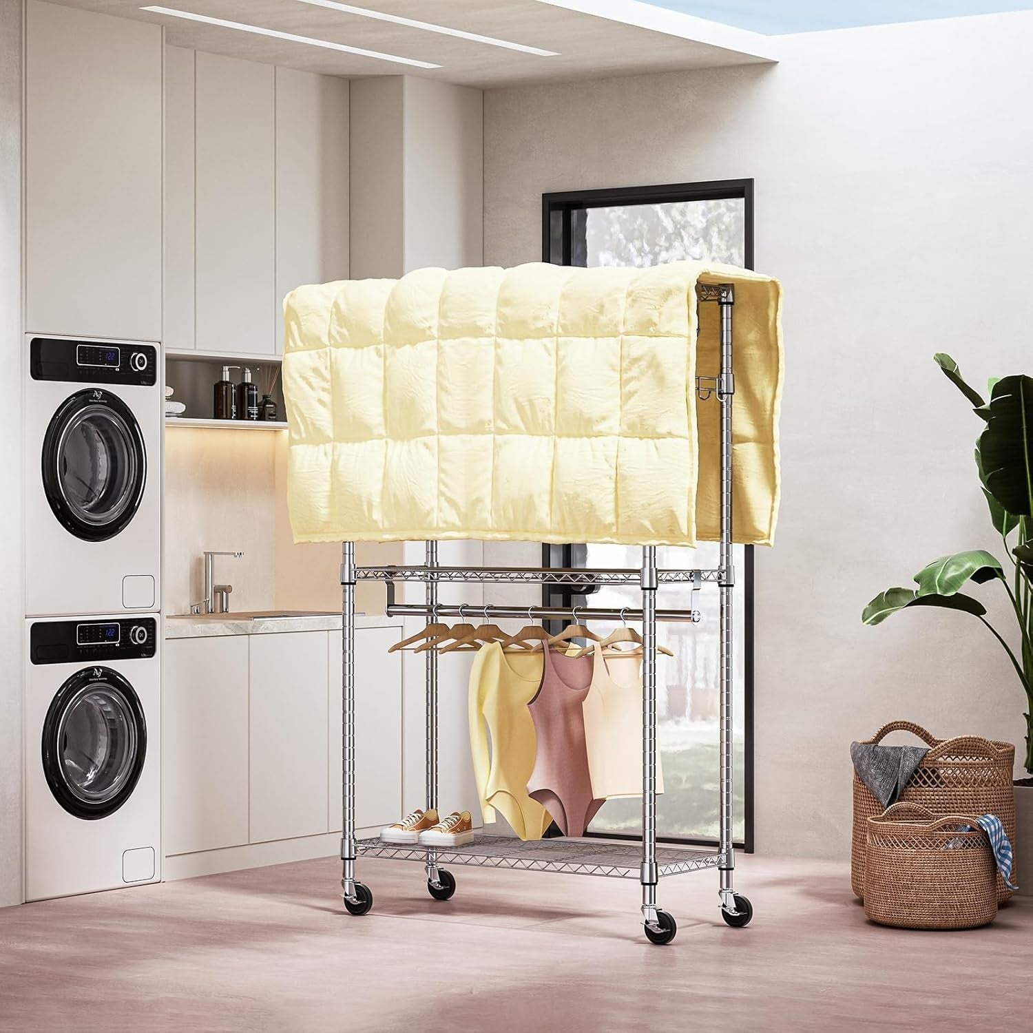 Heavy Duty 3-Tier Garment Rack with Wheels – Chrome 189cm