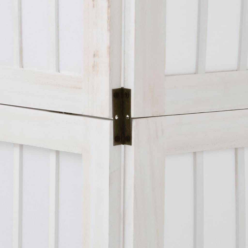 4 Panel White Wooden Room Divider 145x200cm Folding Privacy Screen for Bedroom