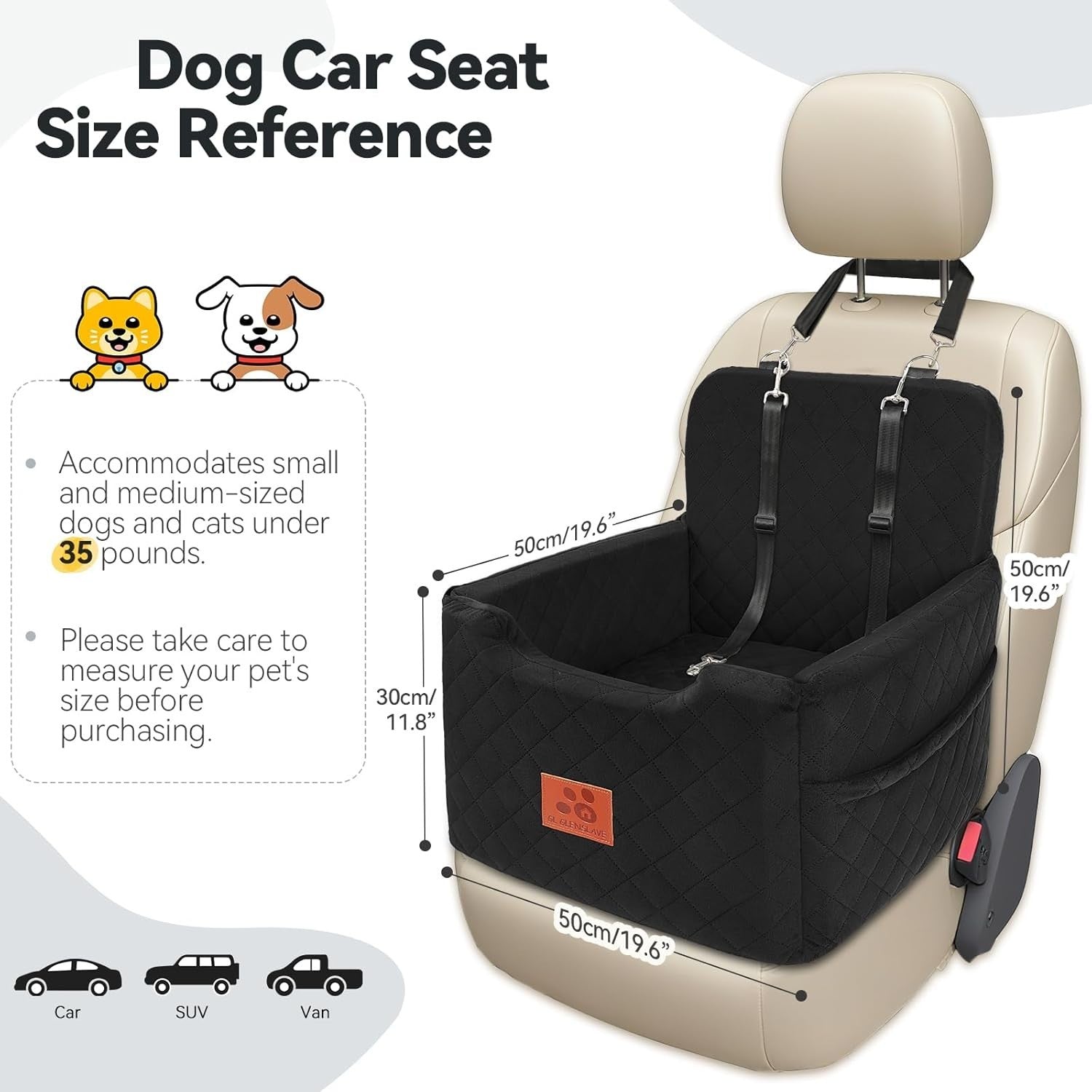 Dog Car Booster Seat Memory Foam Travel Bed Washable for Small Dogs