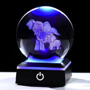3D Crystal Elephant LED Globe 8cm Light Up Ornament Gift for Mum Family Decor