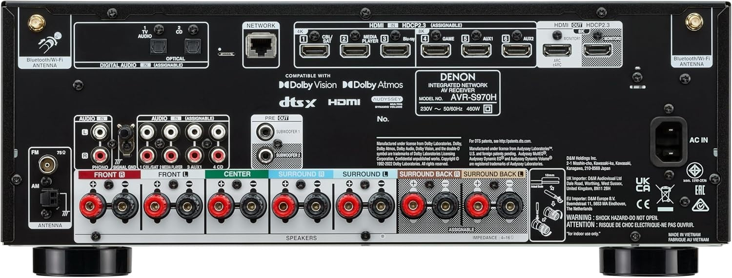7.2-Channel 8K Home Theater AV Receiver Dolby Atmos DTS:X Wi-Fi Alexa