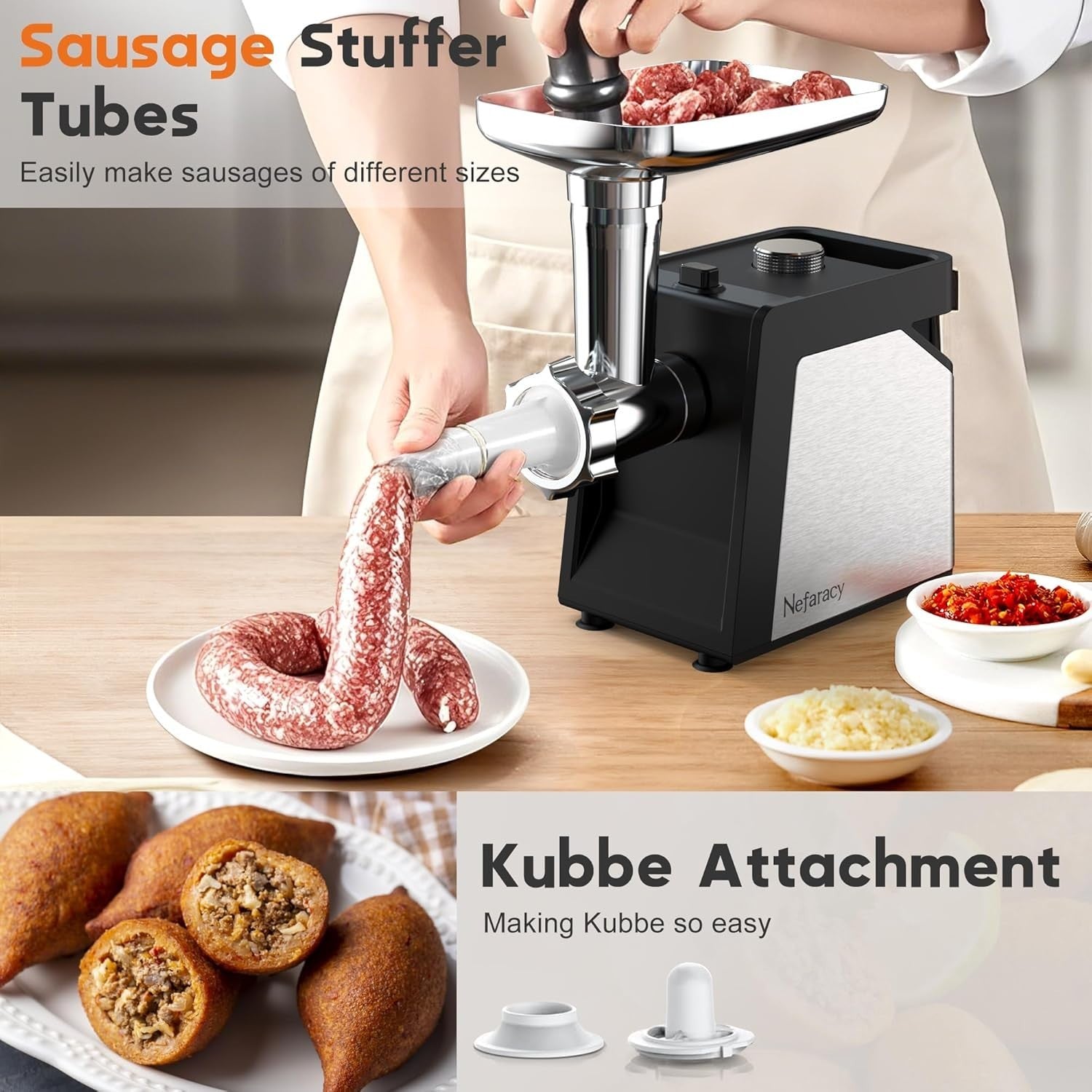 2600W Electric Meat Grinder Sausage Maker Food Mincer 3 Grinding Plates