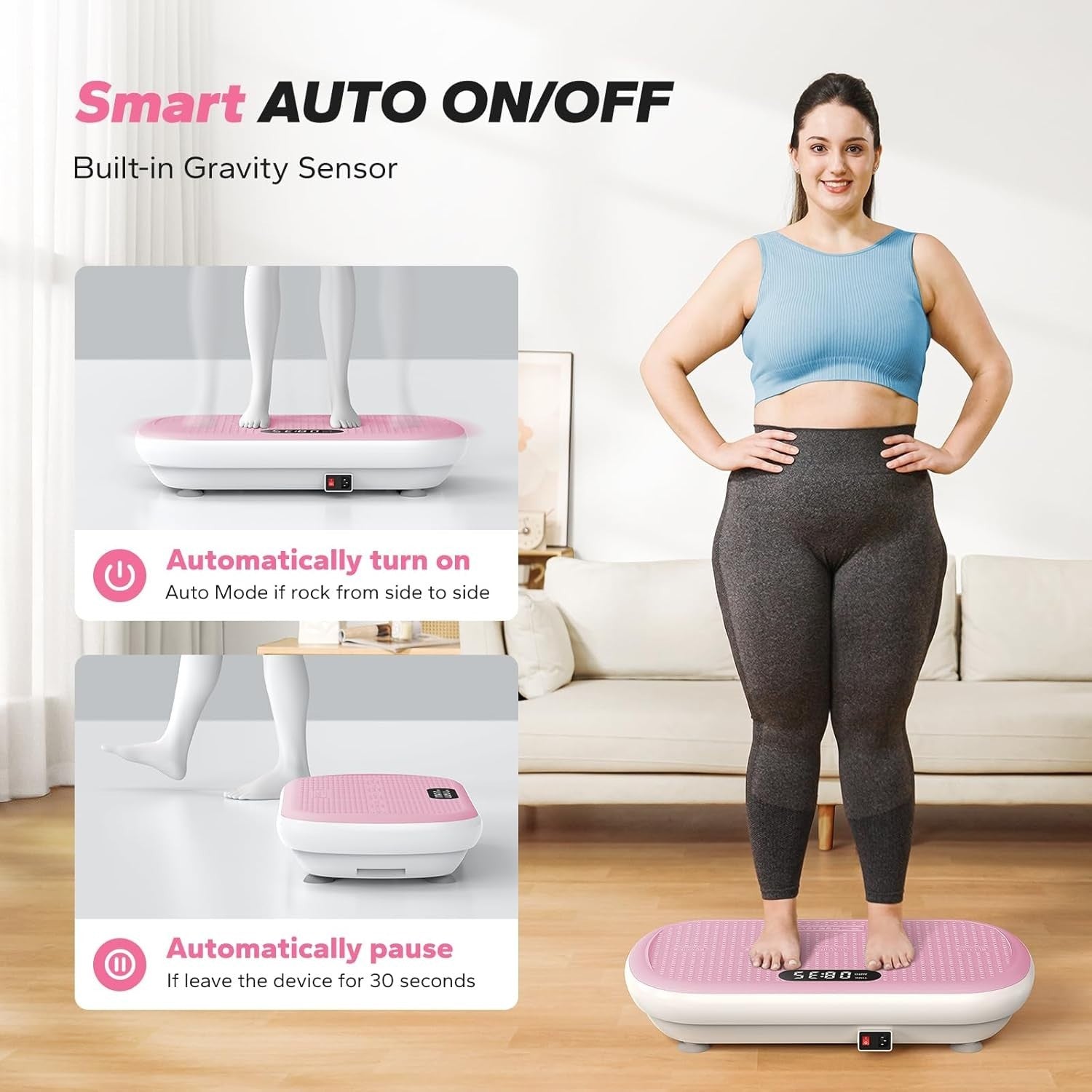 High Power Vibration Plate Fitness Platform 13mm Amplitude 200KG Pink
