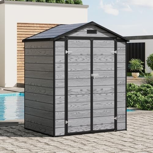 Plastic Garden Shed 5.5x4ft Outdoor Waterproof Storage with Floor & Window