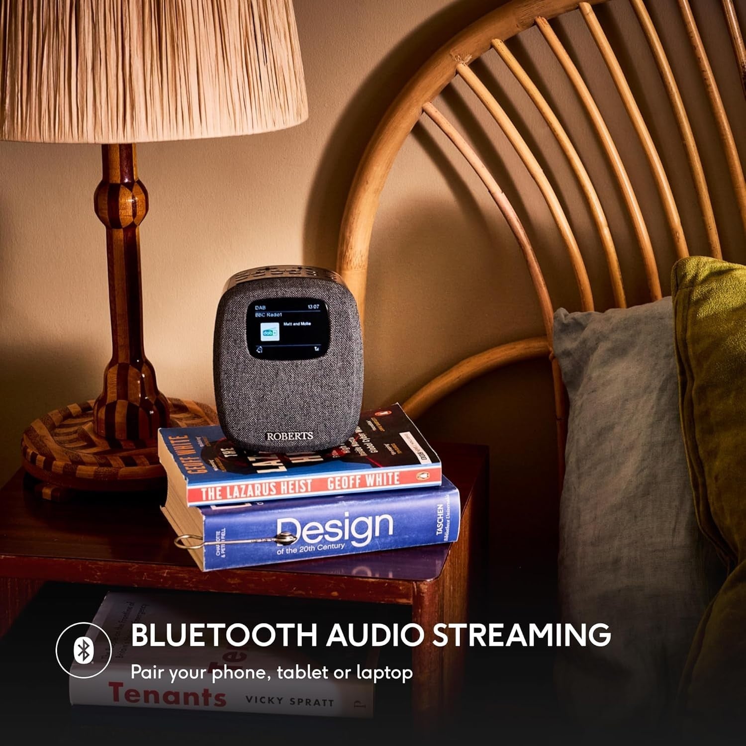 Digital FM/DAB/DAB+ Clock Radio with Bluetooth & Dual Alarms, Black