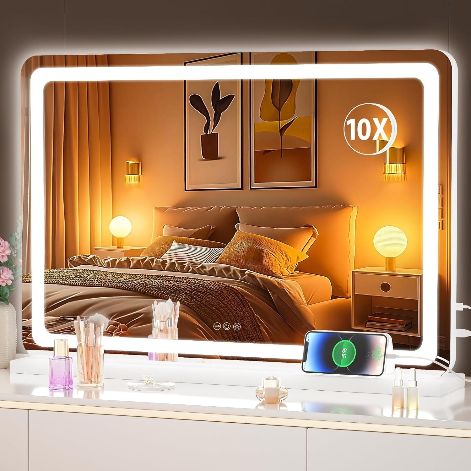 LED Vanity Mirror 80x50cm Touch Control Dimmable Makeup Mirror with Lights