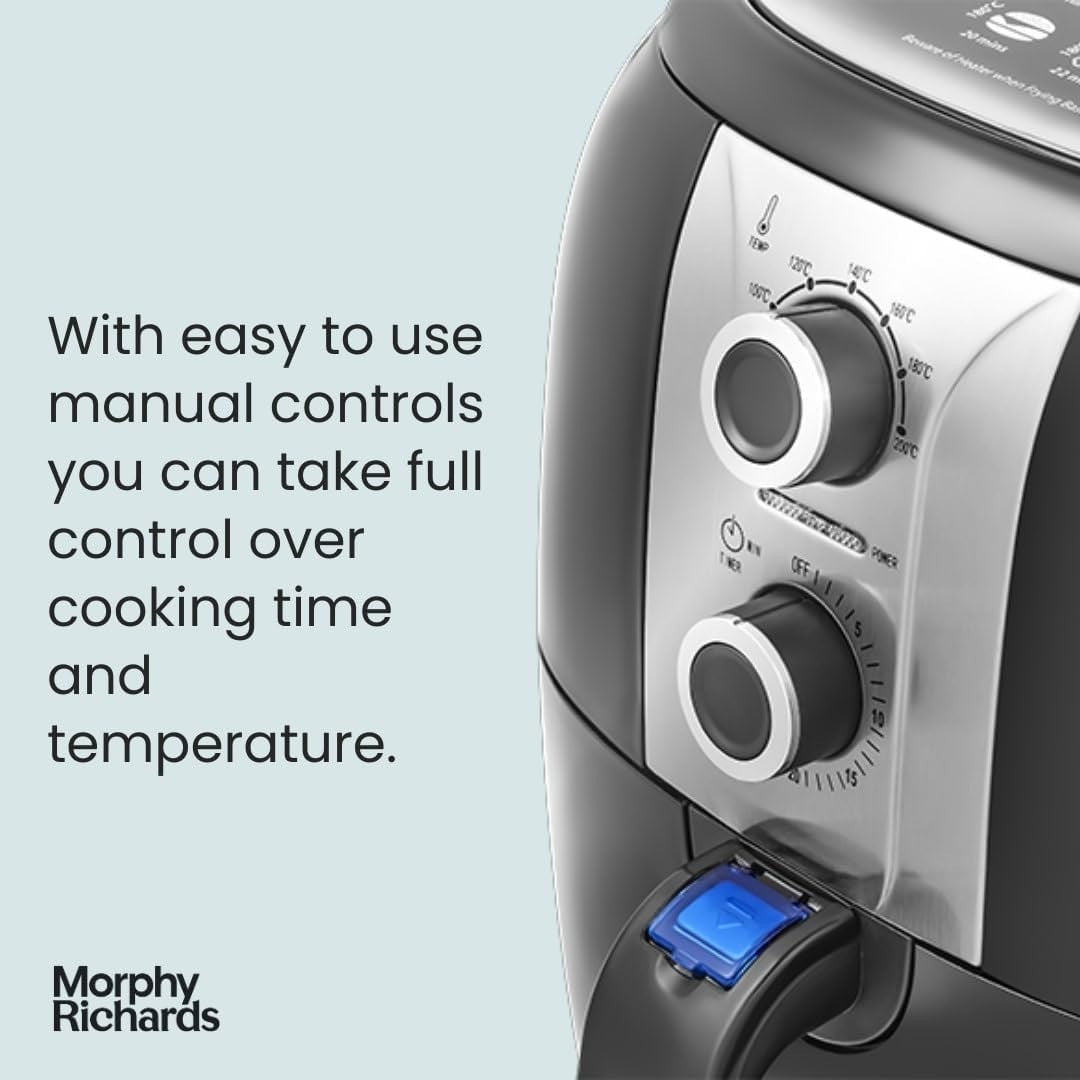 3L Manual Air Fryer Rapid Air Tech Healthy Cooking Roast Bake Grill Timer 1400W