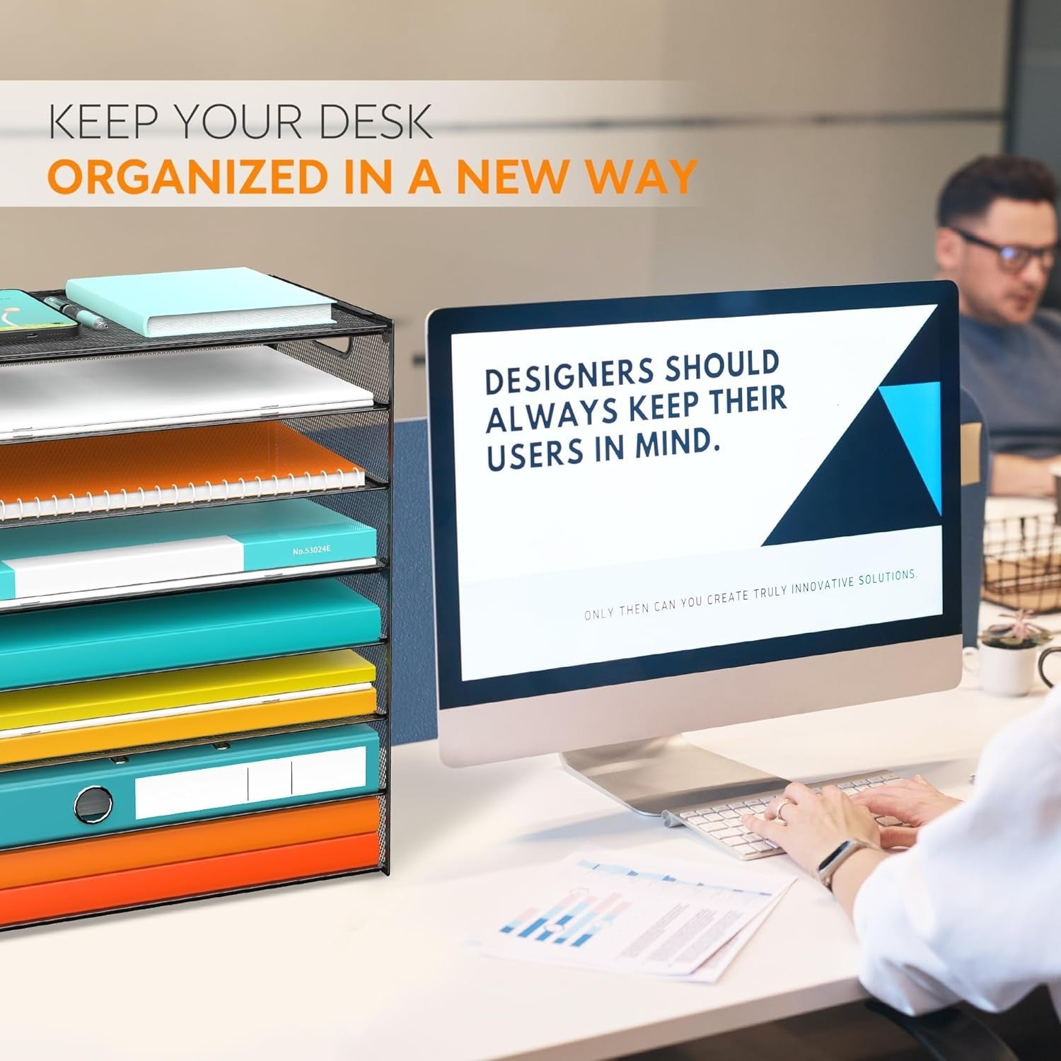 8-Tier Metal Desk Organizer Letter Tray File Holder for Office & Home