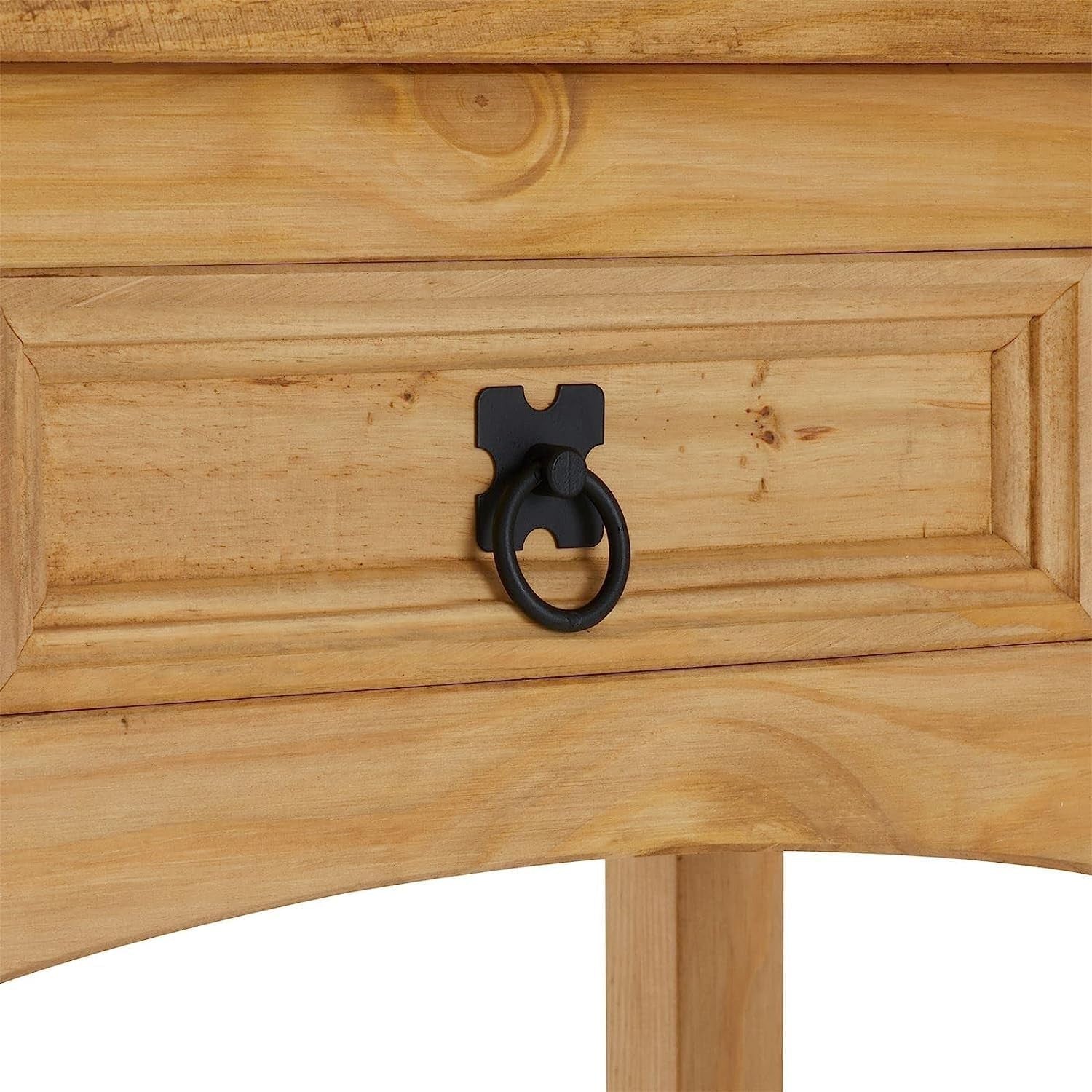 Solid Pine Console Table 1 Drawer Wax Finish Slim Hallway Storage Unit