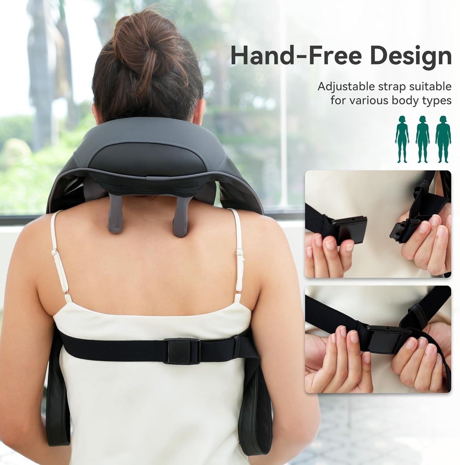 Cordless Neck Shoulder Massager Heat 6D Deep Tissue Shiatsu Pain Relief