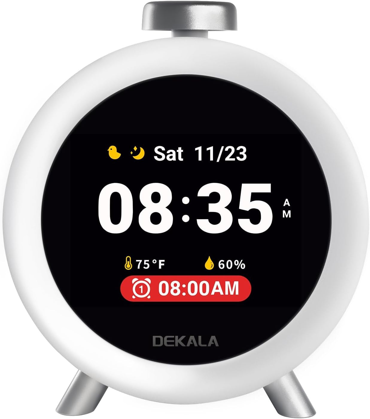 Smart Animated Digital Alarm Clock Sleep Sounds Temp Humidity Sensor Bedside
