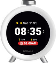 Smart Animated Digital Alarm Clock Sleep Sounds Temp Humidity Sensor Bedside