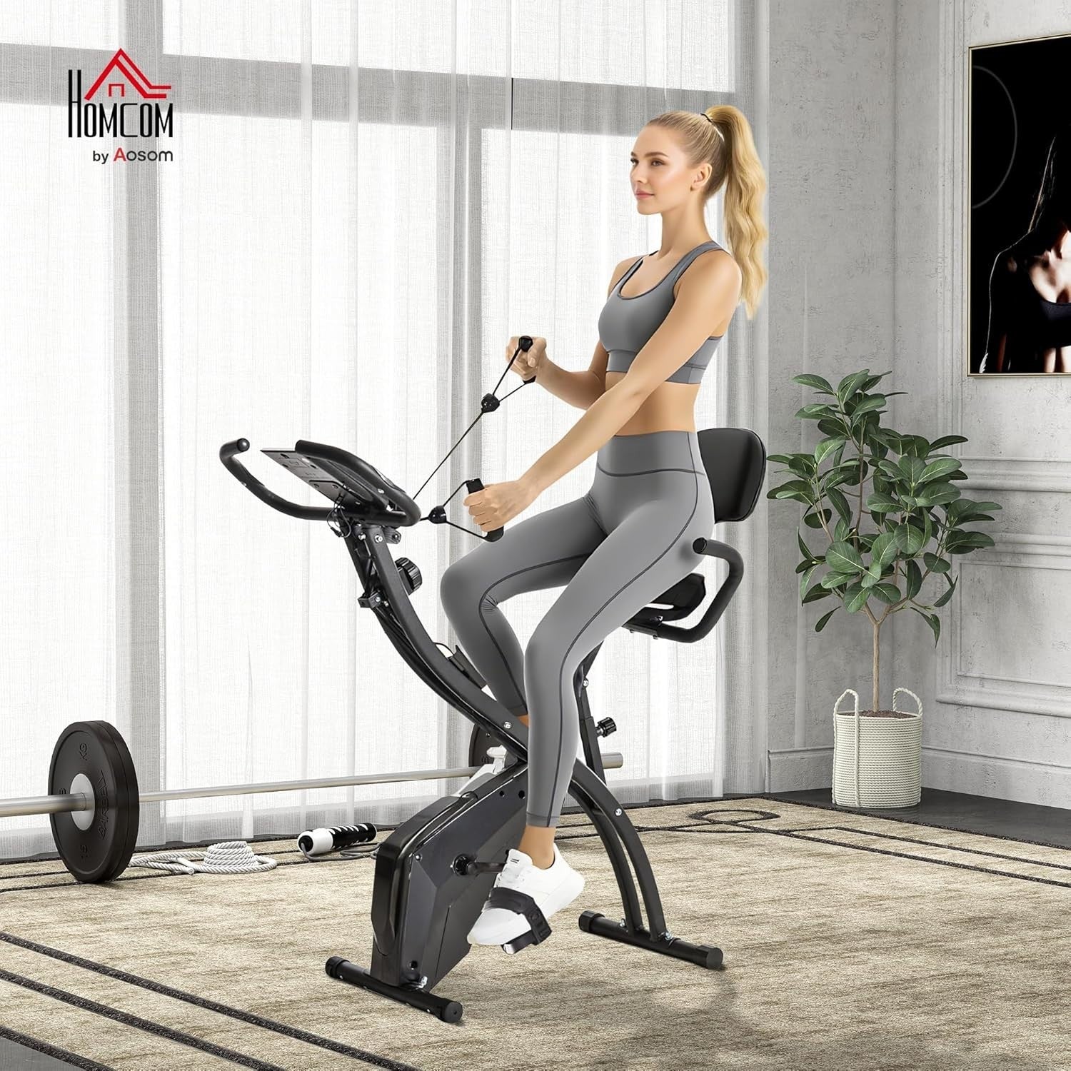 3-in-1 Folding Exercise Bike 8-Level Magnetic LCD Pulse Bands Full-Body Trainer