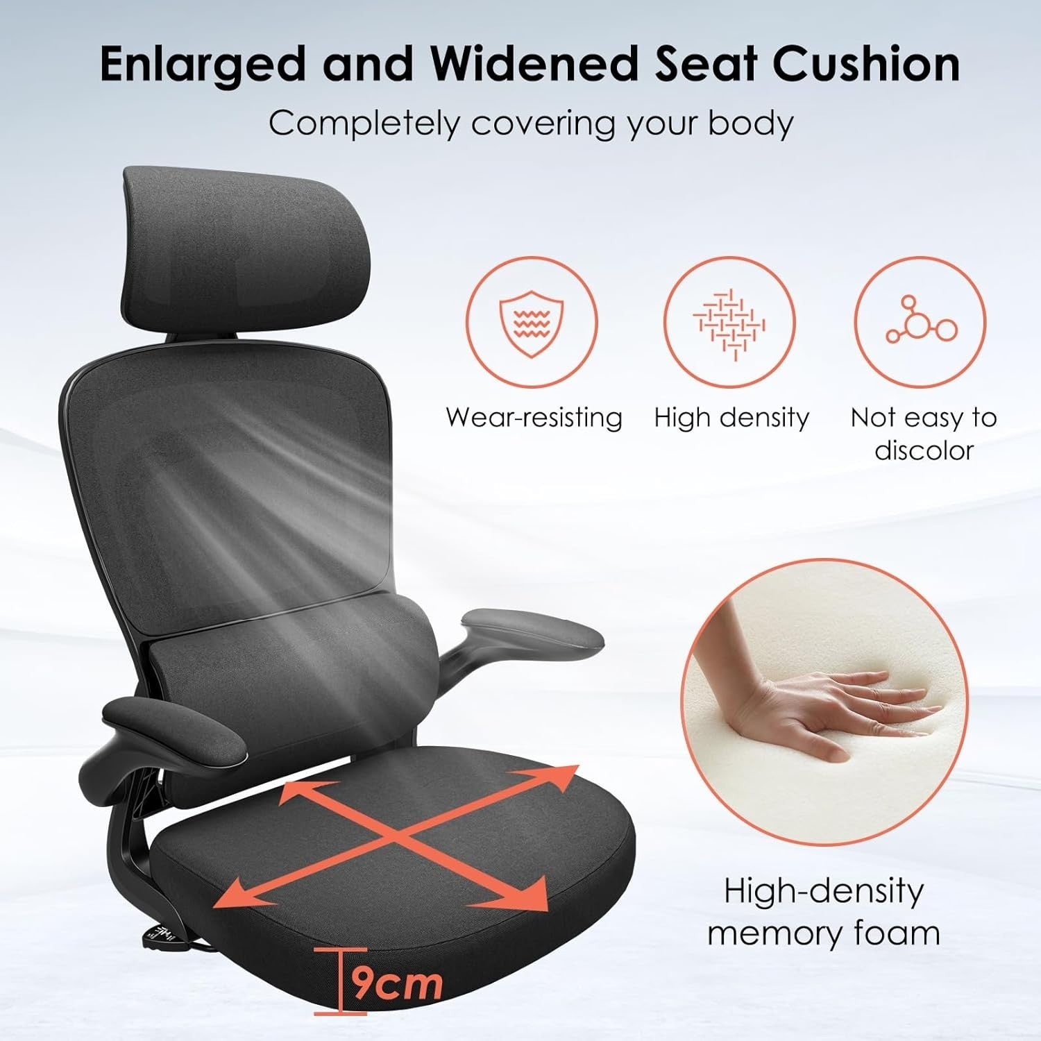 Ergonomic Mesh Office Chair Lumbar Support Flip-Up Arms Adjustable Desk Computer