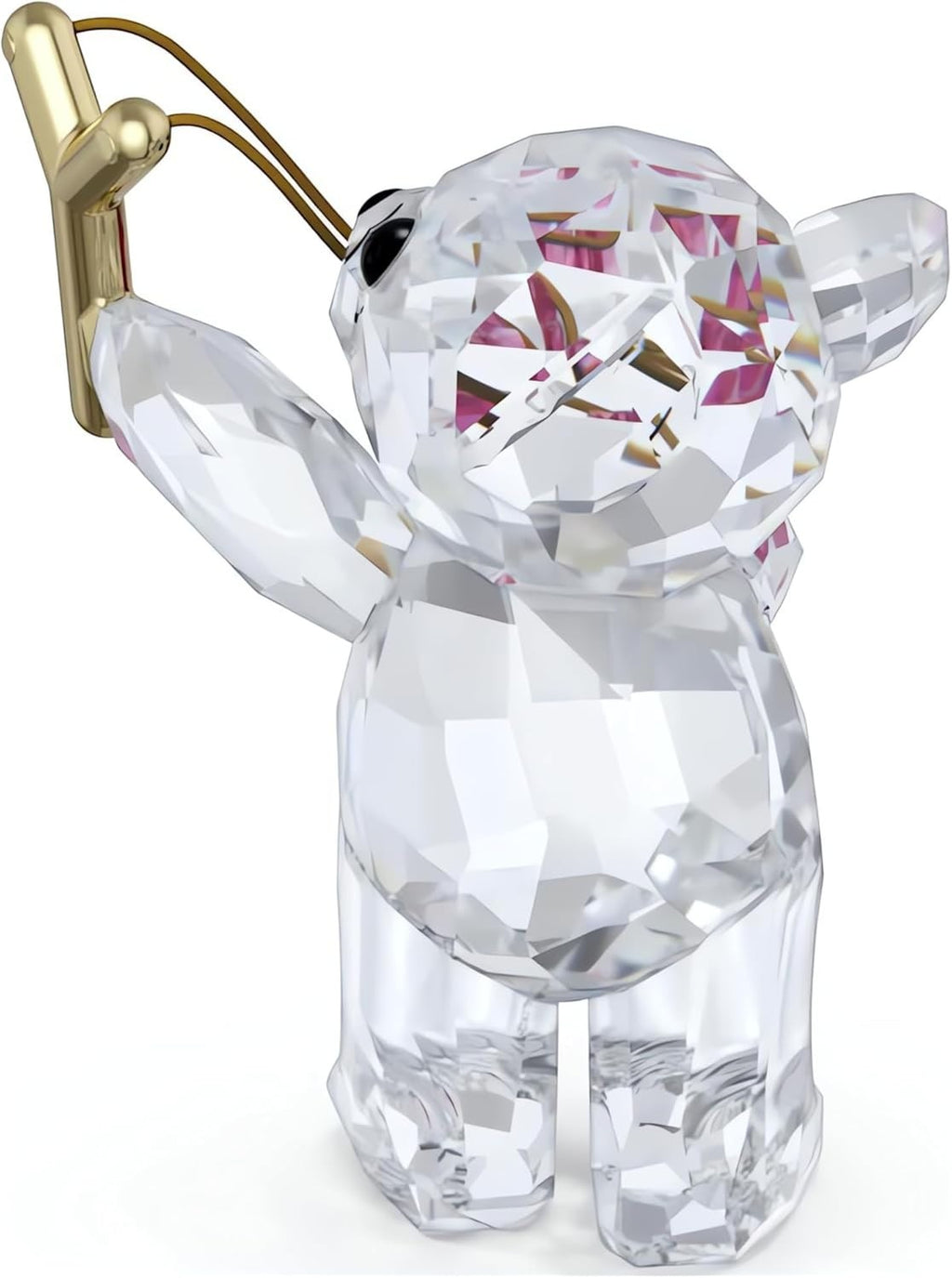 Crystal Bear Sending Love Figurine 💖 Pink Heart & Gold Slingshot Collectable