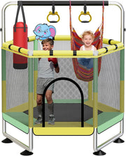 Kids Indoor Outdoor Rebounder Trampoline with Safety Net 60in Ages 3–8