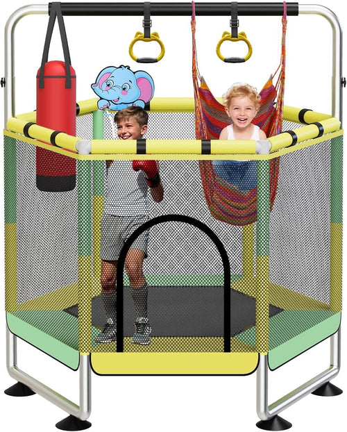 Kids Indoor Outdoor Rebounder Trampoline with Safety Net 60in Ages 3–8