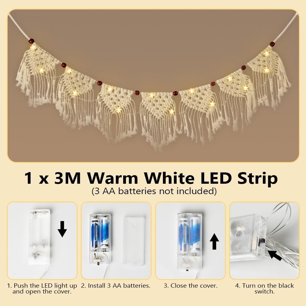 Macrame Wall Hanging Boho Cotton Tassel Bead Tapestry 0.4kg