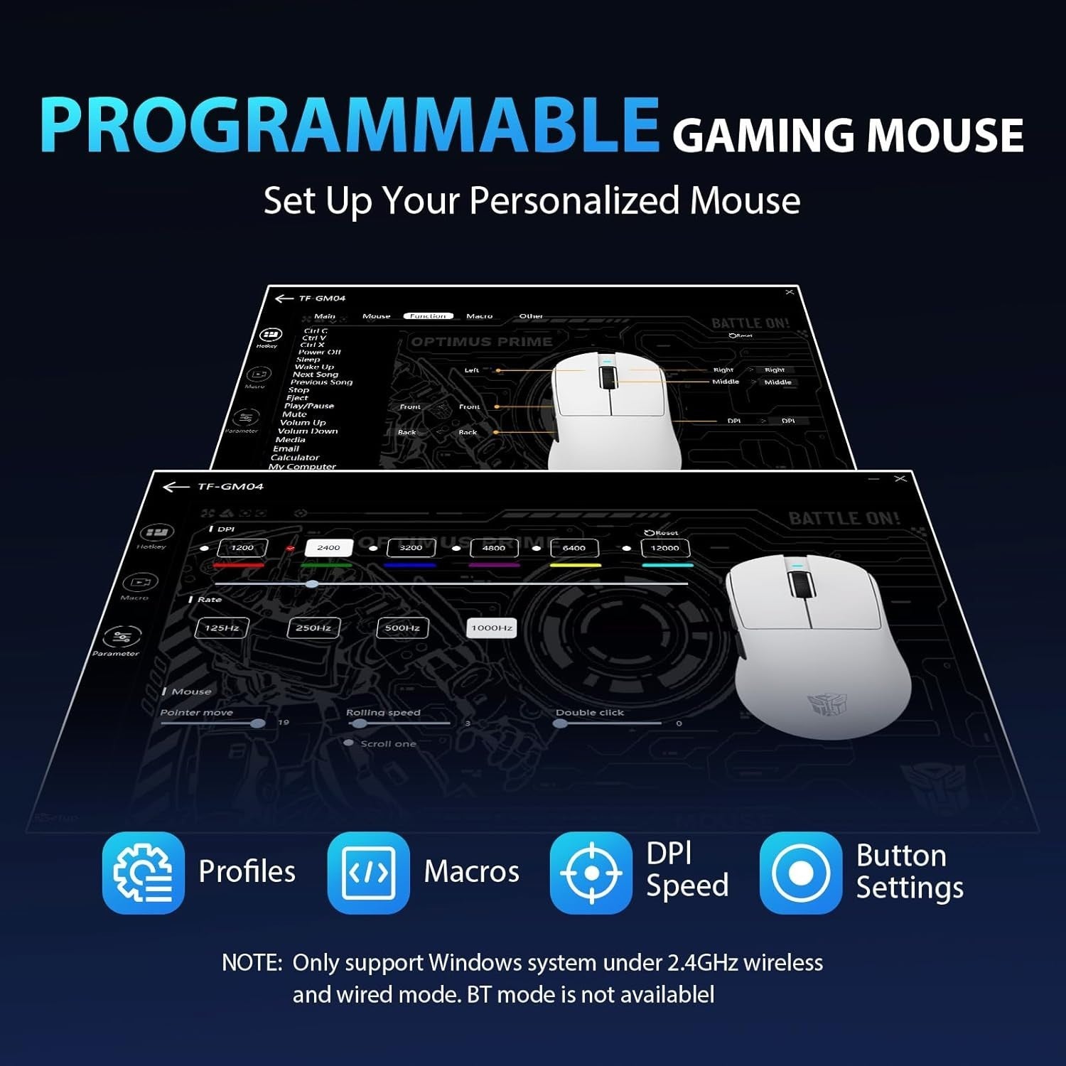Wireless Gaming Mouse 63g 12000 DPI RGB Programmable 100H