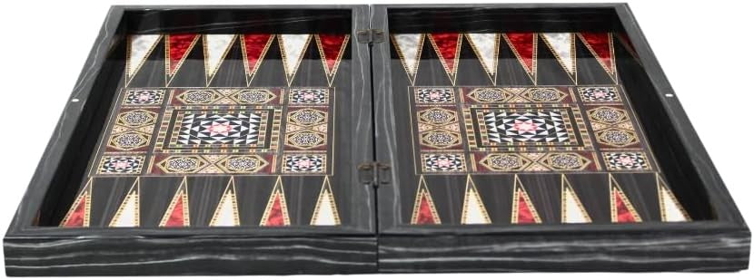 Luxury Backgammon Set 20 Inch Wooden Mother of Pearl Design Folding Board