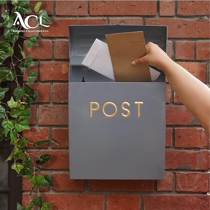 Wall Mounted Weatherproof Post Box Iron Mailbox Easy Install Outdoor Use