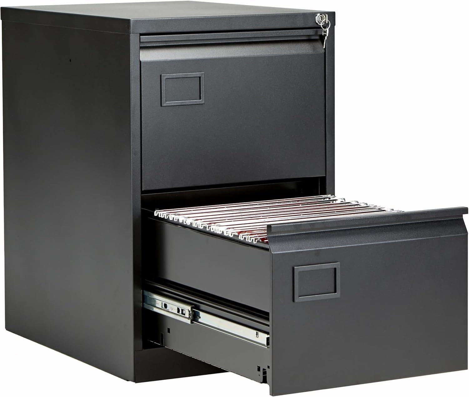 White 2 Drawer Steel Filing Cabinet Lockable Under Desk A4 Foolscap