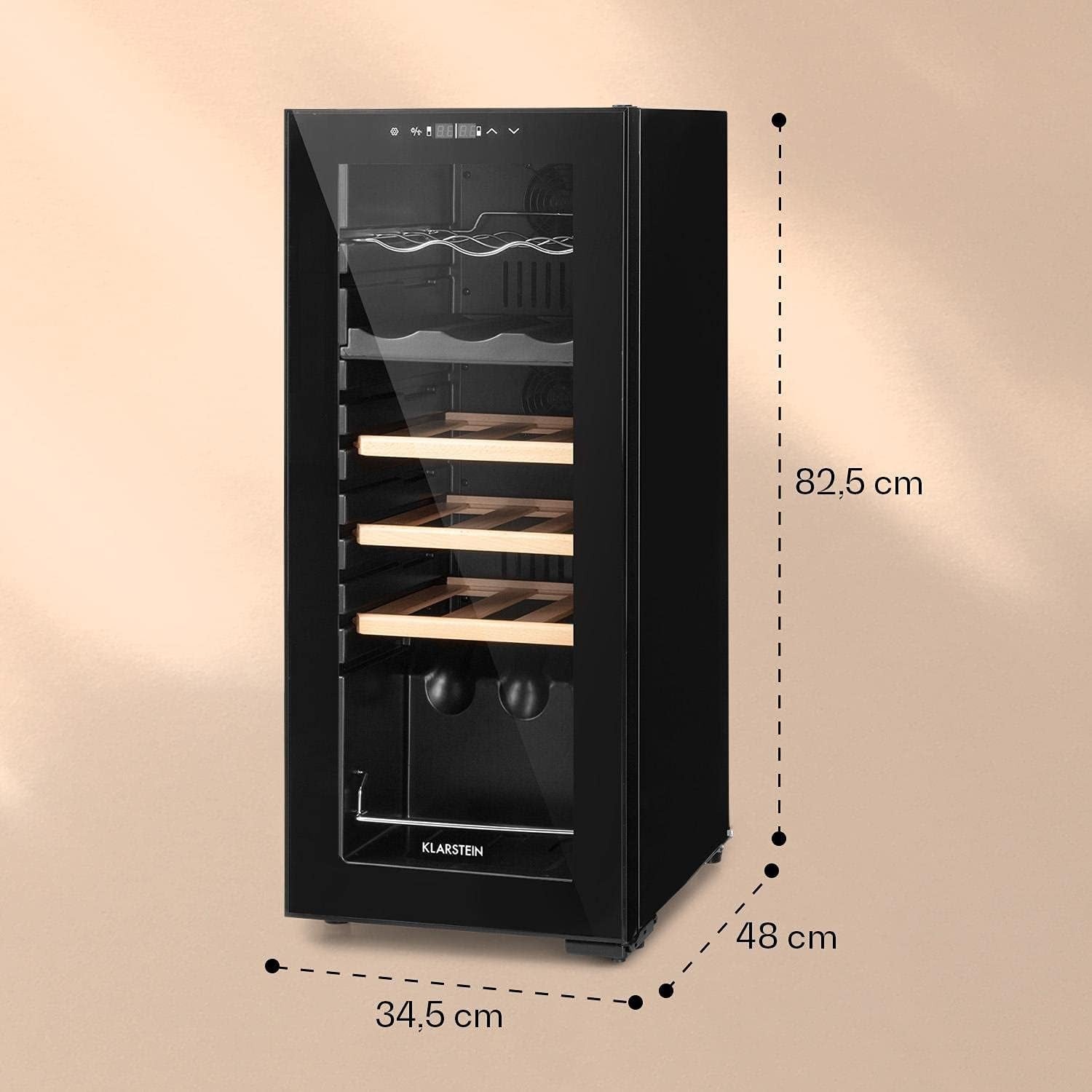 Dual Zone Wine Cooler Fridge 18 Bottle Glass Door LED Touch Control Black