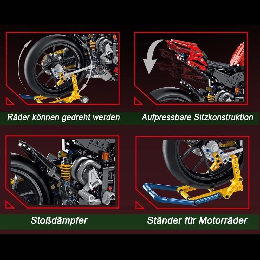 2098-Piece Ducati V4S Motorcycle Building Kit with Realistic Details