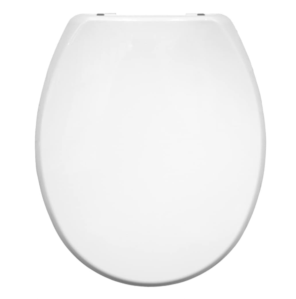 White Toilet Seat Modern Thermoplastic Plastic Hinges Universal Fit