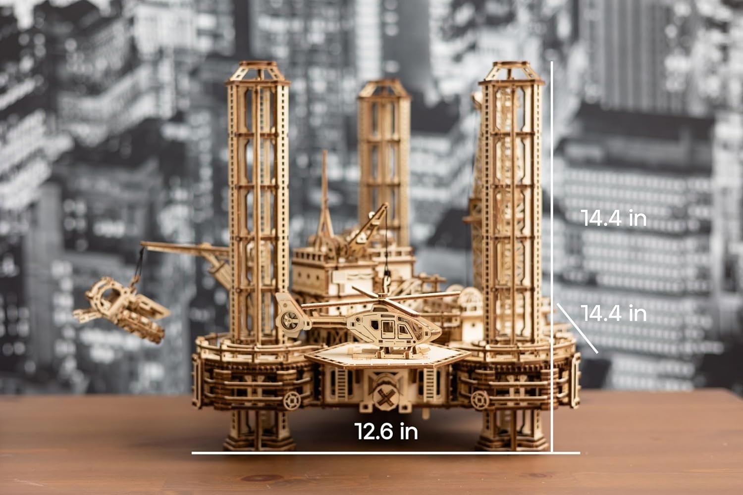 3D Wooden Offshore Oil Rig Puzzle Mechanical DIY Model Kit 1180PCS Adult